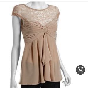 BCBG Maxazria champagne colored silk top in size 0